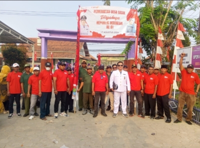 Pemdes Sasak Ikut Upacara HUT Ke-81 RI di Kecamatan Mauk