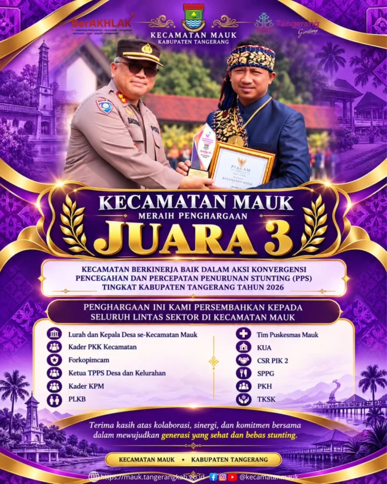 Kecamatan Mauk Raih Juara 3 Penurunan Stunting 2026
