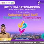 Poster ucapan HUT ke-394 Kabupaten Tangerang dari UPTD TPA Jatiwaringin DLHK yang menampilkan Kepala UPTD Jaya Gemi, S.E.